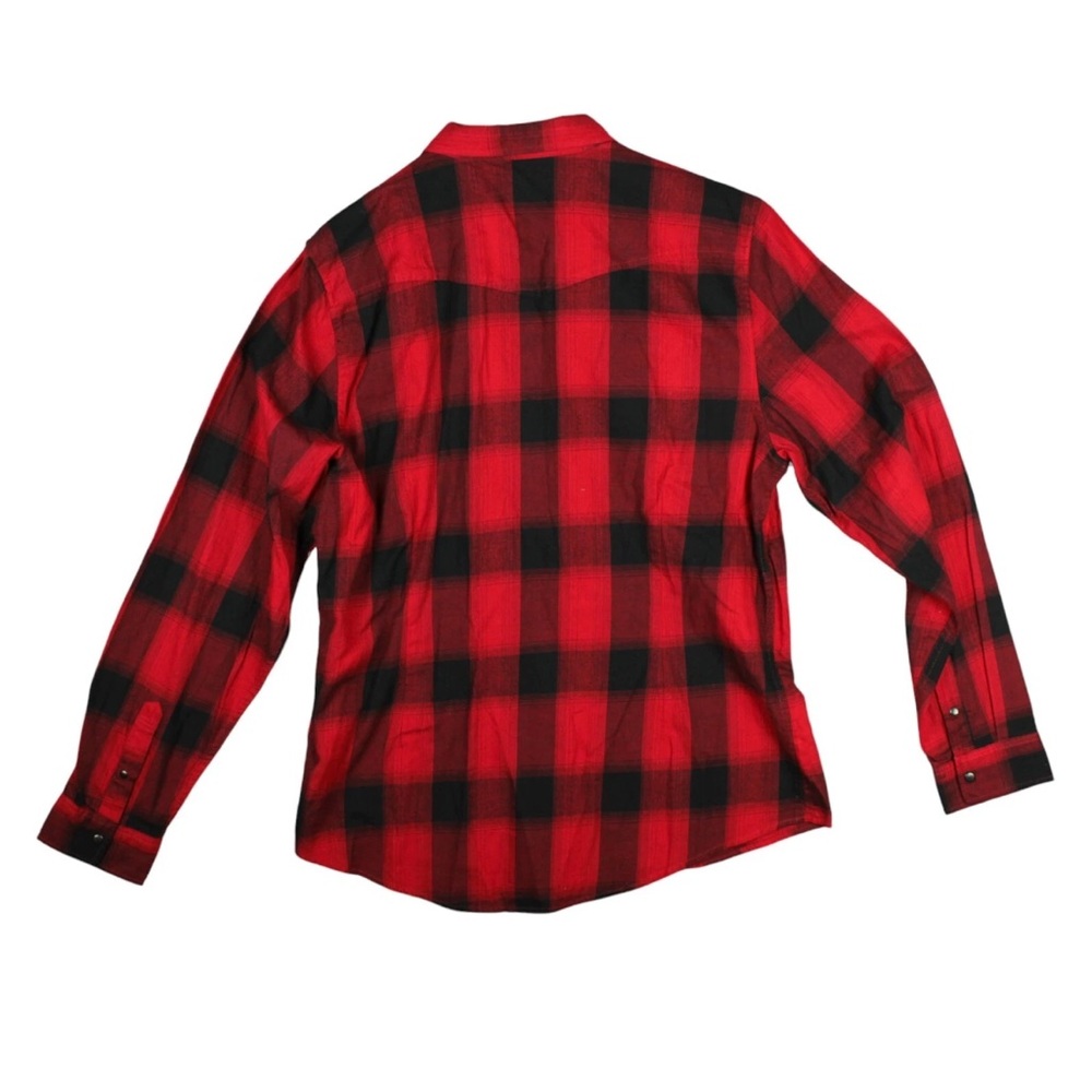 GUESS Snap On Flannel Button Down SLIM Fit Shirt Mens XL Red Black Plaid L/S NWT - Picture 4 of 11